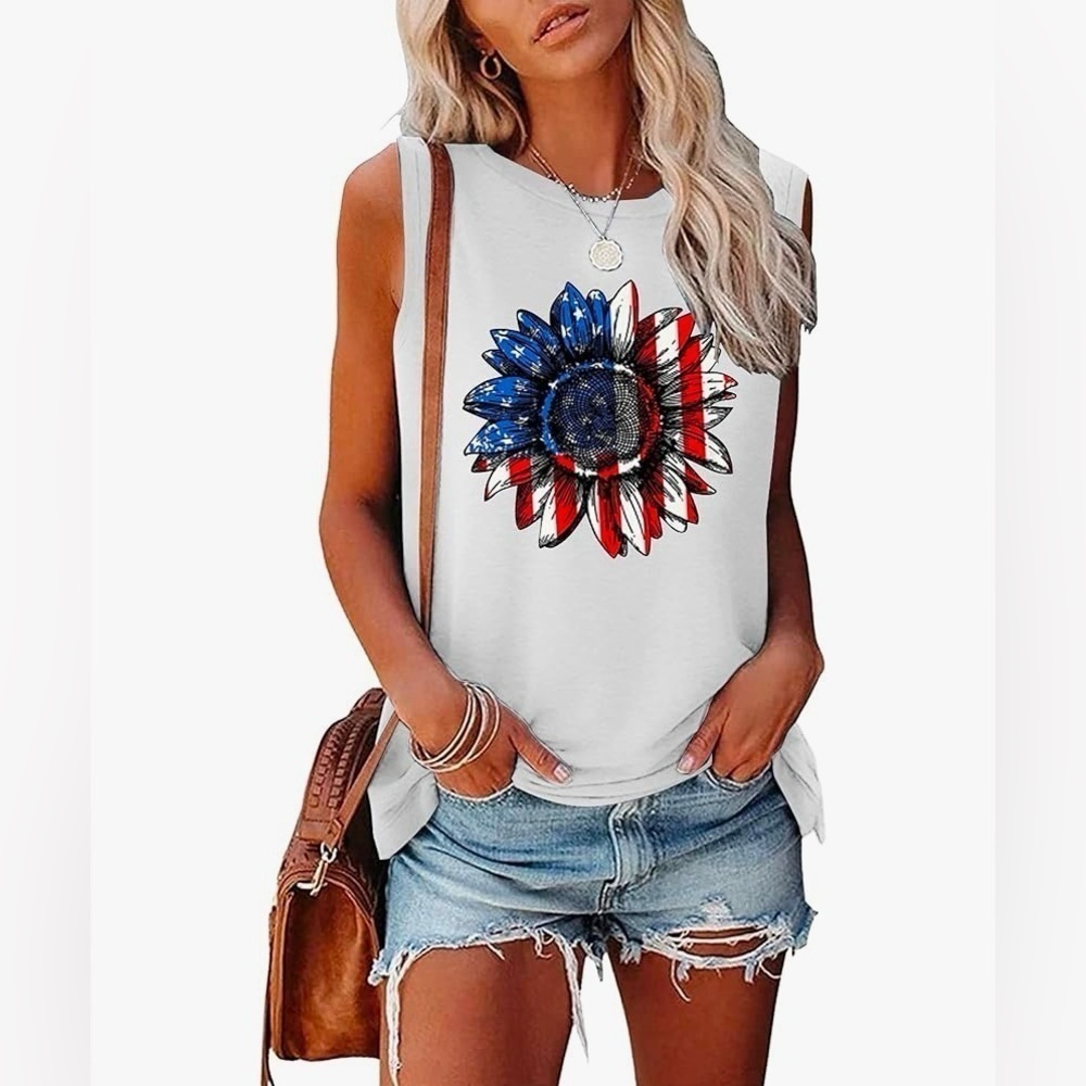 🦋B2G1🦋Women’s Sleeveless Graphic Print Crew Neck Tank Top | MEDIUM |